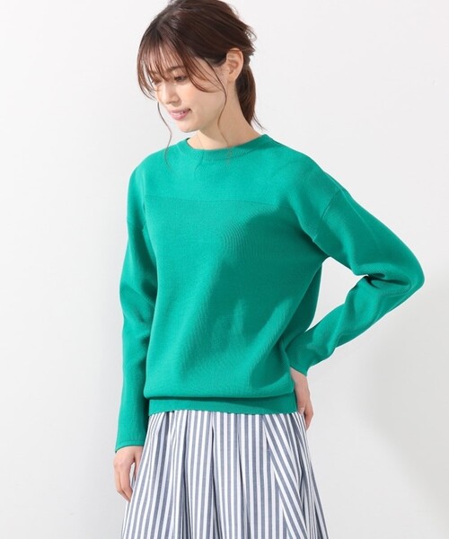 DRESKIP（ドレスキップ）の「◆ガンガン洗える！USAコットン畦編みニット（ニット/セーター・レディース・ベージュ系その他2/オフホワイト/グリーン/ネイビー系2/ピンク系/ブラック系2・04/02/03）」の4枚目の写真