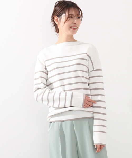 DRESKIP（ドレスキップ）の「◆ガンガン洗える！USAコットン畦編みニット（ニット/セーター・レディース・ベージュ系その他2/オフホワイト/グリーン/ネイビー系2/ピンク系/ブラック系2・04/02/03）」の3枚目の写真