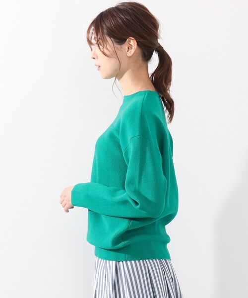 DRESKIP（ドレスキップ）の「◆ガンガン洗える！USAコットン畦編みニット（ニット/セーター・レディース・ベージュ系その他2/オフホワイト/グリーン/ネイビー系2/ピンク系/ブラック系2・04/02/03）」の8枚目の写真