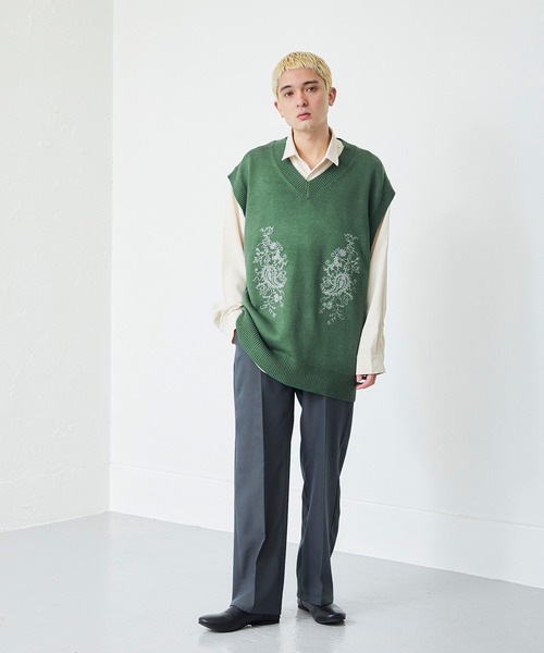 NILWAY(ニルウェイ)の「ペイズリー刺繍 Vネックニットベスト(ベスト・メンズ・ブラック/グレー/グリーン・MEDIUM/LARGE)」の21枚目の写真