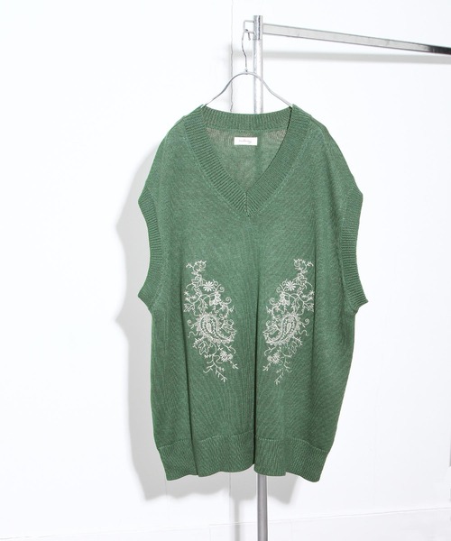 NILWAY(ニルウェイ)の「ペイズリー刺繍 Vネックニットベスト(ベスト・メンズ・ブラック/グレー/グリーン・MEDIUM/LARGE)」の17枚目の写真