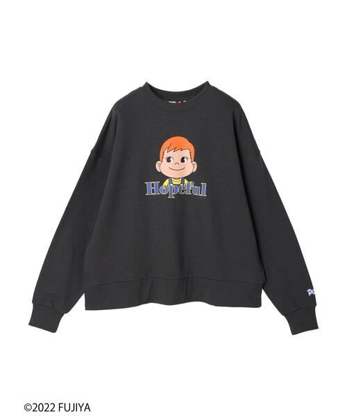 Green Parks(グリーンパークス)の「Peko Poko プリントスウェット(Tシャツ/カットソー・レディース・ライトベージュ/チャコールグレー・FREE)」の1枚目の写真