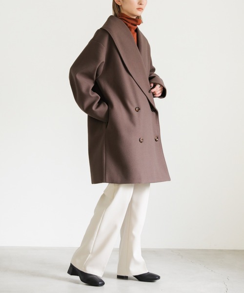 【新品未使用】TOAC トアック フレアコート モカ M ショールカラーミドルコート（その他アウター）｜select MOCA