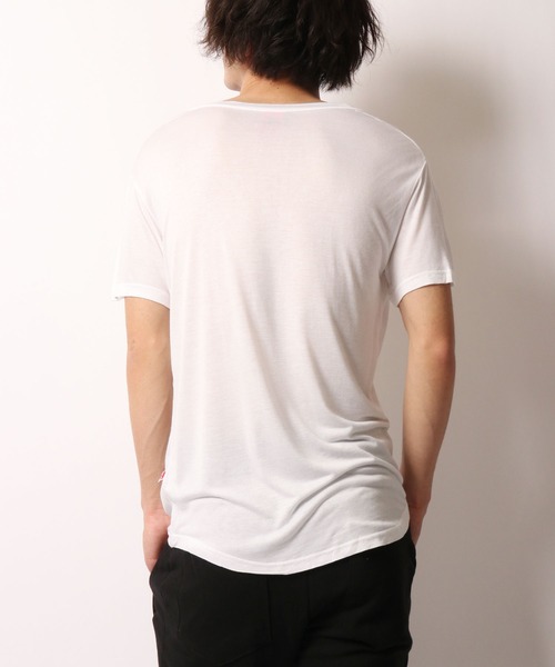 ByTheR（バイザアール）の「BYTHER 韓国ブランド 切替Vネック半袖Tシャツ（Tシャツ/カットソー・メンズ・ホワイト/ブラック・FREE）」の14枚目の写真