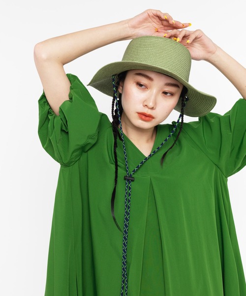 ear PAPILLONNER（イアパピヨネ）の「【SUM1 STYLE（スミ スタイル）】別注ペーパーハット（ハット・レディース・ライトグリーン/サンドベージュ・FREE）」の14枚目の写真