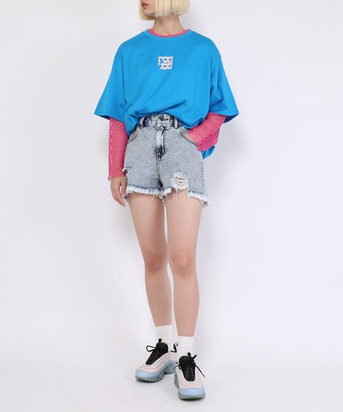 PUNYUS（プニュズ）の「ワンポイントロゴＴシャツ（Tシャツ/カットソー・レディース・ブルー/ホワイト/ライトピンク/ブラック・3/2/1/4）」の7枚目の写真