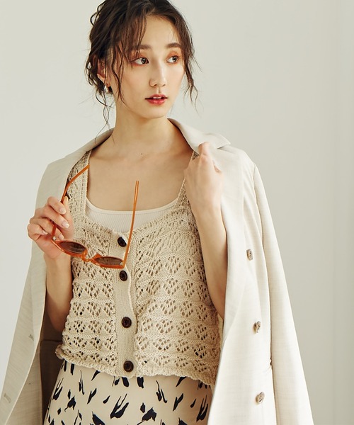 N.(N. Natural Beauty Basic)(エヌエヌナチュラルビューティーベーシック)の「◆クロシェニットビスチェ(その他トップス・レディース・ブラック/クリーム/レッド系その他・MEDIUM)」の2枚目の写真