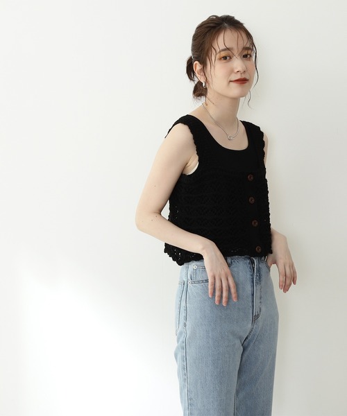 N.(N. Natural Beauty Basic)(エヌエヌナチュラルビューティーベーシック)の「◆クロシェニットビスチェ(その他トップス・レディース・ブラック/クリーム/レッド系その他・MEDIUM)」の4枚目の写真