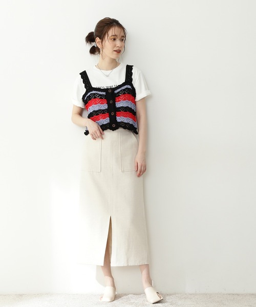 N.(N. Natural Beauty Basic)(エヌエヌナチュラルビューティーベーシック)の「◆クロシェニットビスチェ(その他トップス・レディース・ブラック/クリーム/レッド系その他・MEDIUM)」の10枚目の写真