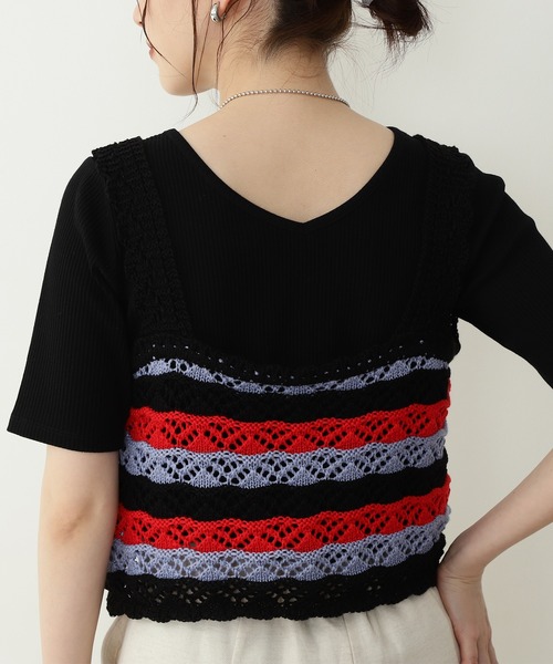 N.(N. Natural Beauty Basic)(エヌエヌナチュラルビューティーベーシック)の「◆クロシェニットビスチェ(その他トップス・レディース・ブラック/クリーム/レッド系その他・MEDIUM)」の13枚目の写真