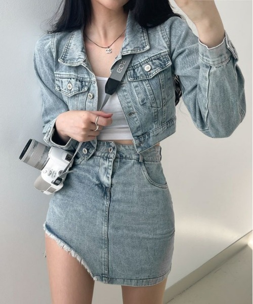 [BELLIDE MADE] ダメージデニムアンバランスセットアップ