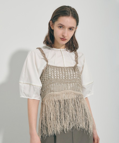 PUBLIC TOKYO（パブリックトウキョウ）の「メッシュフリンジニットビスチェ（ベスト・レディース・ブラック/アイボリー・FREE）」の3枚目の写真