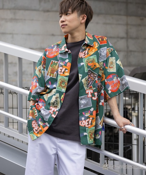 雰囲気系 80〜90s Eur Vtg Unknownアートデザイン総柄 シャツ 80s 90s ビンテージ レーヨン シャツ マルチカラー アート