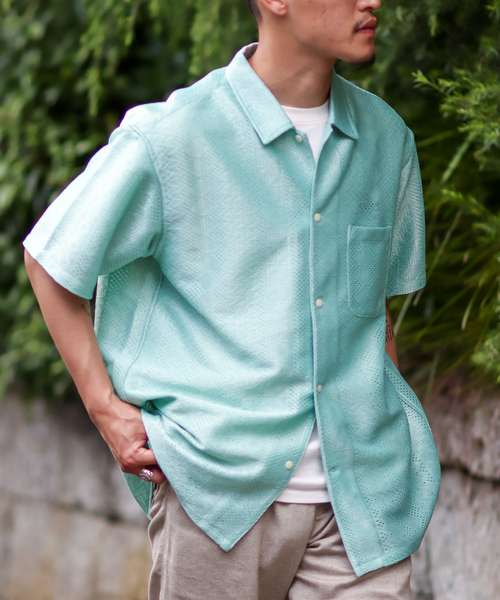 B.C STOCK（ベーセーストック）の「ETHNIC LACE SHIRTS（シャツ/ブラウス・メンズ・ホワイト/ブラック/グリーン・MEDIUM/LARGE）」の3枚目の写真