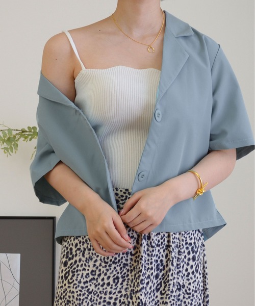 ibeul_(イベール)の「スカラップニットキャミソール(キャミソール・レディース・ホワイト/ブラック/ベージュ/カーキ/ブルー/アイボリー/マスタード・FREE)」の2枚目の写真