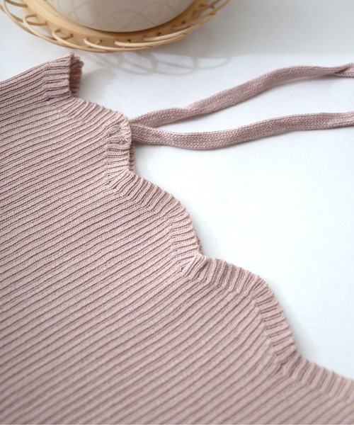 ibeul_(イベール)の「スカラップニットキャミソール(キャミソール・レディース・ホワイト/ブラック/ベージュ/カーキ/ブルー/アイボリー/マスタード・FREE)」の16枚目の写真