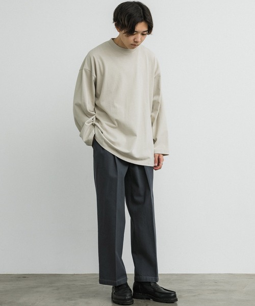WYM LIDNM(ウィム バイ リドム)の「SUPER FINE COTTON LOOSE FIT L/S(Tシャツ/カットソー・メンズ・ライトグレー/アッシュブラウン/ダークグレー/杢グレー/ライトブラウン/ダークグリーン/ブルーグリーン/グレー系/チャコール/ベージュ系/グレイッシュブルー・S/M/L)」の16枚目の写真