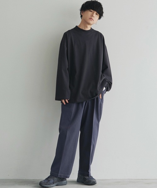 WYM LIDNM(ウィム バイ リドム)の「SUPER FINE COTTON LOOSE FIT L/S(Tシャツ/カットソー・メンズ・ライトグレー/アッシュブラウン/ダークグレー/杢グレー/ライトブラウン/ダークグリーン/ブルーグリーン/グレー系/チャコール/ベージュ系/グレイッシュブルー・S/M/L)」の17枚目の写真