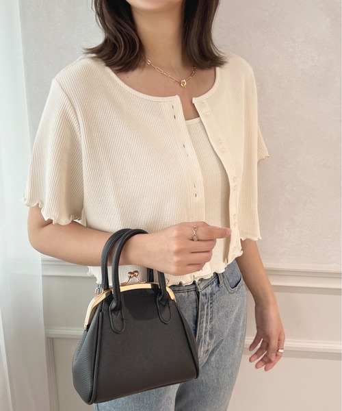 apres jour（アプレジュール）の「ワッフルカーディガン＋キャミセット【ZOZOTOWN限定アイテム】（カーディガン/ボレロ・レディース・ライトピンク/オレンジ/グリーン/アイボリー・フリー/X-LARGE）」の10枚目の写真