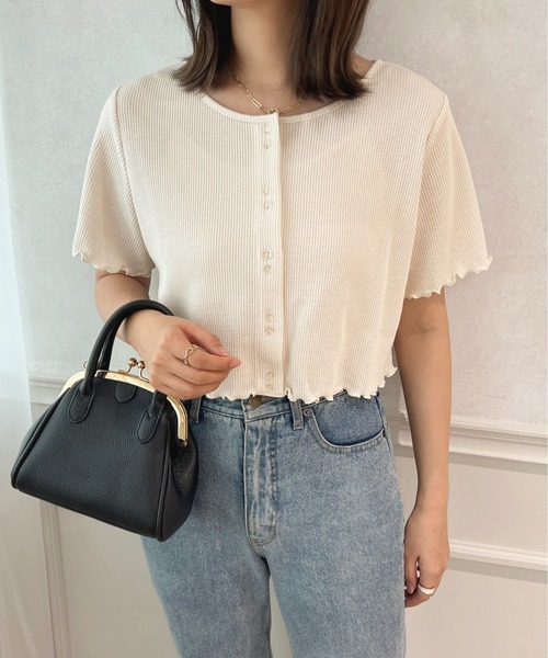 apres jour（アプレジュール）の「ワッフルカーディガン＋キャミセット【ZOZOTOWN限定アイテム】（カーディガン/ボレロ・レディース・ライトピンク/オレンジ/グリーン/アイボリー・フリー/X-LARGE）」の9枚目の写真