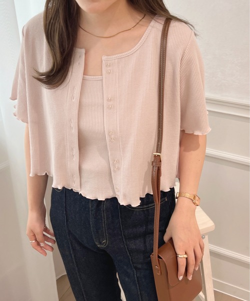 apres jour（アプレジュール）の「ワッフルカーディガン＋キャミセット【ZOZOTOWN限定アイテム】（カーディガン/ボレロ・レディース・ライトピンク/オレンジ/グリーン/アイボリー・フリー/X-LARGE）」の21枚目の写真