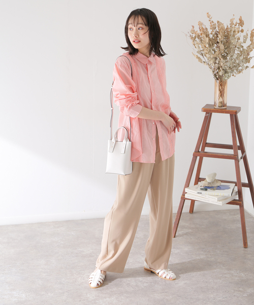 B.C STOCK(ベーセーストック)の「ピンタック シシュウシャツ(シャツ/ブラウス・レディース・ホワイト/ブラック/ピンク/イエロー・FREE)」の14枚目の写真