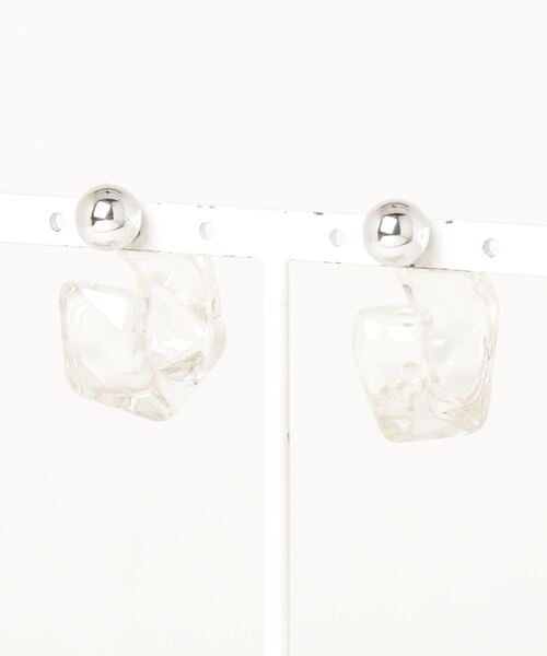 Auntie Rosa（アンティローザ）の「ナチュラルクリアピアス（ピアス（両耳用）・レディース・クリアブラック/クリア/ブルー・FREE）」の5枚目の写真