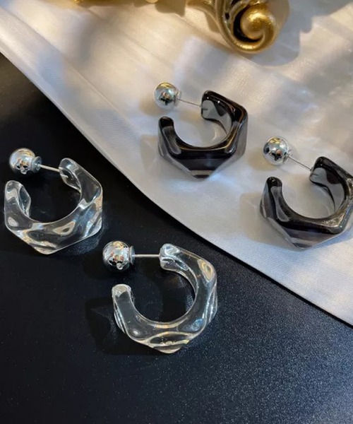 Auntie Rosa（アンティローザ）の「ナチュラルクリアピアス（ピアス（両耳用）・レディース・クリアブラック/クリア/ブルー・FREE）」の6枚目の写真