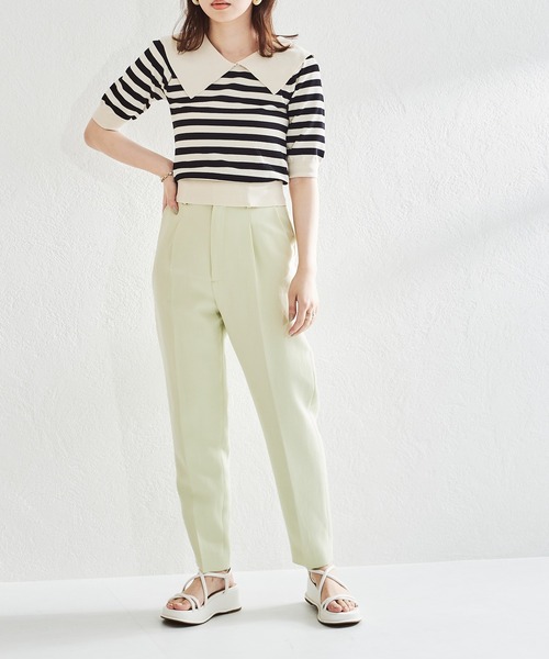 acro（アクロ）の「5分袖ボーダービックカラーニット/AC1459（ニット/セーター・レディース・ブラック系その他・ﾌﾘ-）」の4枚目の写真