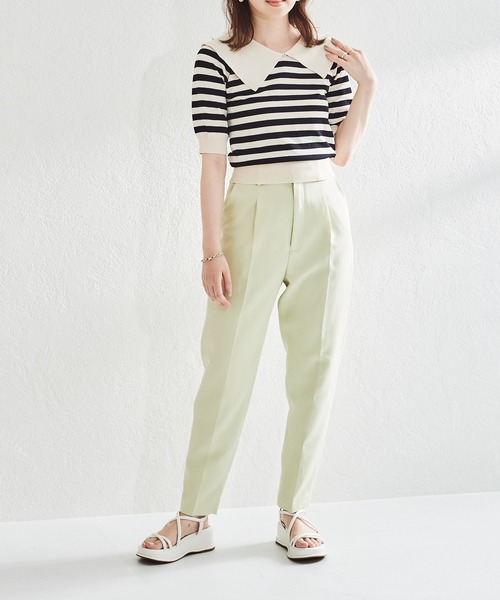 acro（アクロ）の「5分袖ボーダービックカラーニット/AC1459（ニット/セーター・レディース・ブラック系その他・ﾌﾘ-）」の5枚目の写真