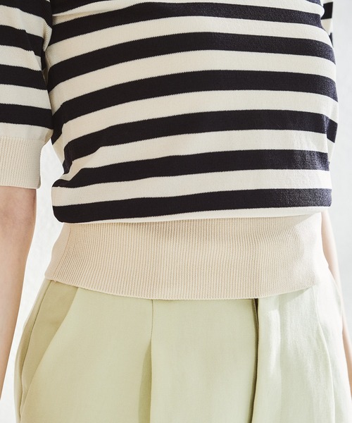 acro（アクロ）の「5分袖ボーダービックカラーニット/AC1459（ニット/セーター・レディース・ブラック系その他・ﾌﾘ-）」の7枚目の写真