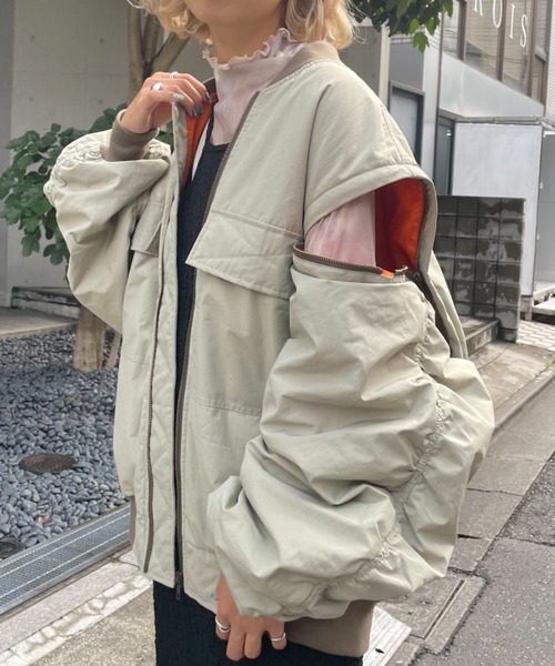 CIAOPANIC（チャオパニック）の「マルチウェイカットアウトビックシルエットMA1（MA-1・レディース・ブラック/オリーブ・FREE）」の2枚目の写真