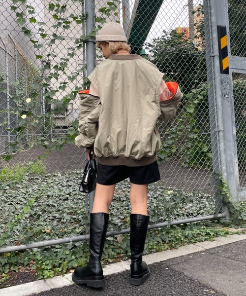 CIAOPANIC（チャオパニック）の「マルチウェイカットアウトビックシルエットMA1（MA-1・レディース・ブラック/オリーブ・FREE）」の16枚目の写真