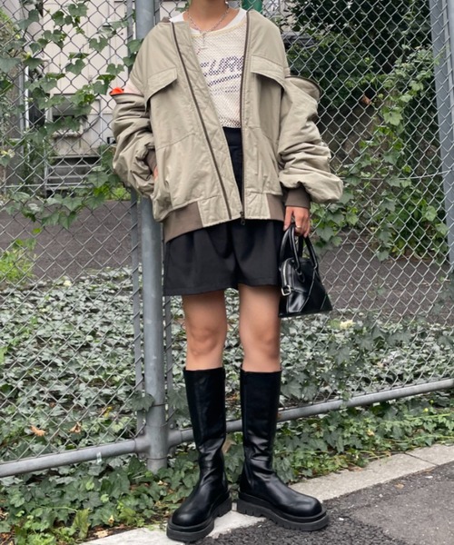 CIAOPANIC（チャオパニック）の「マルチウェイカットアウトビックシルエットMA1（MA-1・レディース・ブラック/オリーブ・FREE）」の14枚目の写真