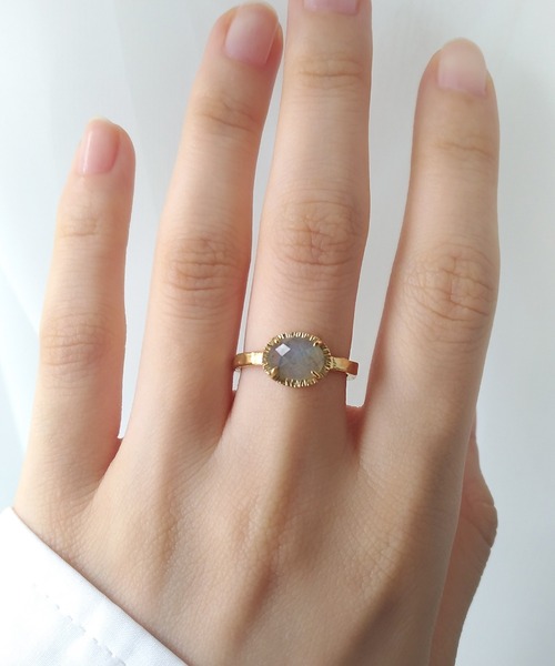 a cote（アコテ）の「【WEB限定】a Cote◆silver925 ラブラドライト チェッカー ゴールド マットリング (ニッケルフリー)☆（リング・レディース・グレー・#11）」の5枚目の写真