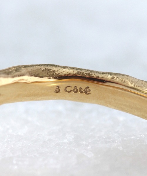 a cote（アコテ）の「【WEB限定】a Cote◆silver925 ラブラドライト チェッカー ゴールド マットリング (ニッケルフリー)☆（リング・レディース・グレー・#11）」の3枚目の写真