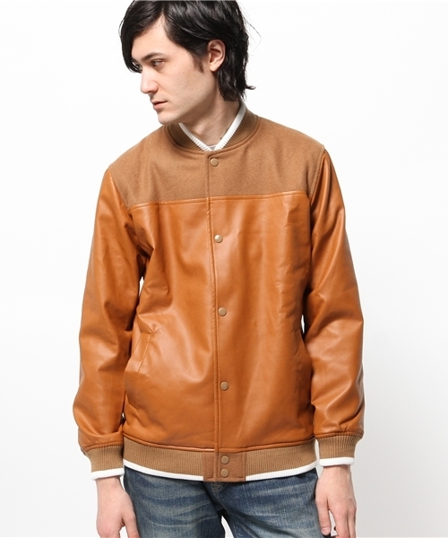 OUTLET(アウトレット)の「【WHO'S WHO gallery】EXレザースタジャン(スタジャン・メンズ・ブラック/キャメル/ネイビー・LARGE/SMALL/MEDIUM)」の3枚目の写真