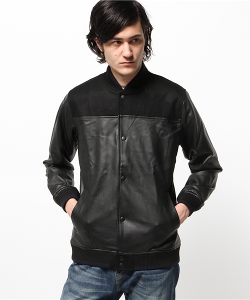 OUTLET(アウトレット)の「【WHO'S WHO gallery】EXレザースタジャン(スタジャン・メンズ・ブラック/キャメル/ネイビー・LARGE/SMALL/MEDIUM)」の1枚目の写真