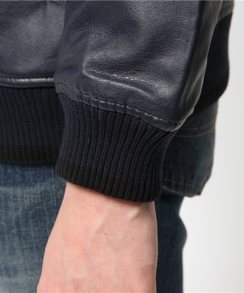 OUTLET(アウトレット)の「【WHO'S WHO gallery】EXレザースタジャン(スタジャン・メンズ・ブラック/キャメル/ネイビー・LARGE/SMALL/MEDIUM)」の9枚目の写真