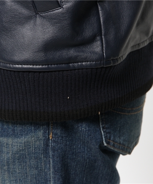 OUTLET(アウトレット)の「【WHO'S WHO gallery】EXレザースタジャン(スタジャン・メンズ・ブラック/キャメル/ネイビー・LARGE/SMALL/MEDIUM)」の10枚目の写真