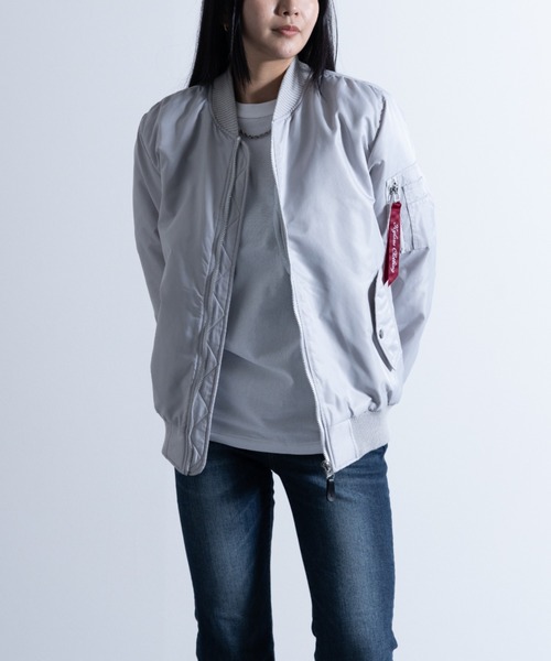 NYLAUS（ナイラス）の「ヘビーツイルナイロン 裏キルトパデット MA-1（MA-1・メンズ・ホワイト/ブラック/カーキ/イエロー系/グレー系・LL/M/L）」の3枚目の写真