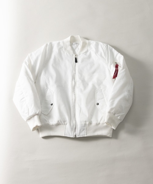 NYLAUS（ナイラス）の「ヘビーツイルナイロン 裏キルトパデット MA-1（MA-1・メンズ・ホワイト/ブラック/カーキ/イエロー系/グレー系・LL/M/L）」の2枚目の写真