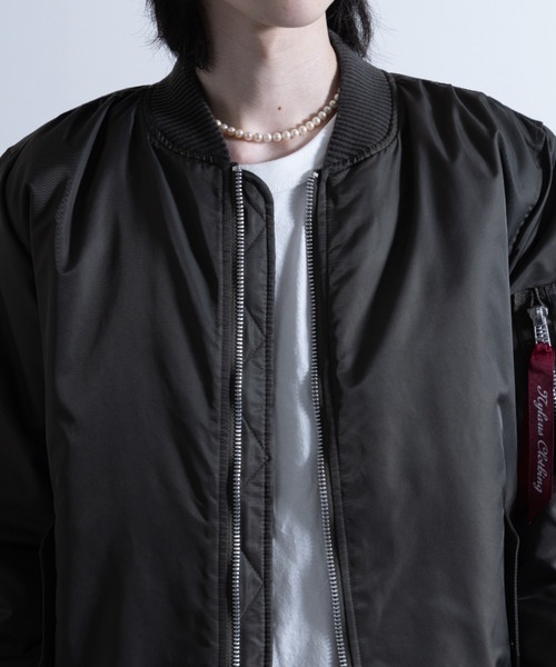 NYLAUS（ナイラス）の「ヘビーツイルナイロン 裏キルトパデット MA-1（MA-1・メンズ・ホワイト/ブラック/カーキ/イエロー系/グレー系・LL/M/L）」の8枚目の写真