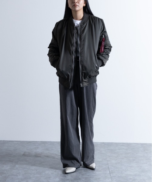 NYLAUS（ナイラス）の「ヘビーツイルナイロン 裏キルトパデット MA-1（MA-1・メンズ・ホワイト/ブラック/カーキ/イエロー系/グレー系・LL/M/L）」の18枚目の写真