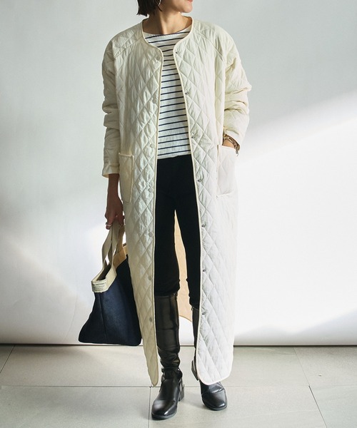 CHONO コート 星柄 キルティング　ブラック　2way ノーカラーコート callautia（カラウティア） ノーカラーコート コート 金ボタンノー