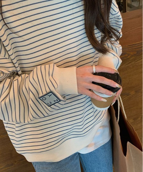 ibeul_（イベール）の「ボーダービッグスウェットトップス（Tシャツ/カットソー・レディース・アイボリー・L/M/XL）」の7枚目の写真