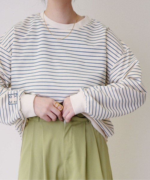 ibeul_（イベール）の「ボーダービッグスウェットトップス（Tシャツ/カットソー・レディース・アイボリー・L/M/XL）」の11枚目の写真