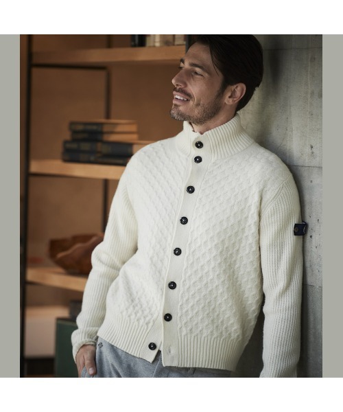 g-stage（ジーステージ）の「ケーブル編フロントボタンカーディガン（ニット/セーター・メンズ・グレー/ホワイト・48/50/46）」の3枚目の写真