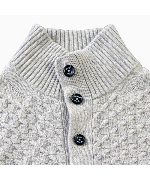 g-stage（ジーステージ）の「ケーブル編フロントボタンカーディガン（ニット/セーター・メンズ・グレー/ホワイト・48/50/46）」の7枚目の写真
