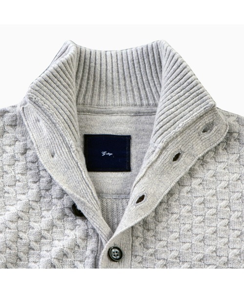 g-stage（ジーステージ）の「ケーブル編フロントボタンカーディガン（ニット/セーター・メンズ・グレー/ホワイト・48/50/46）」の8枚目の写真